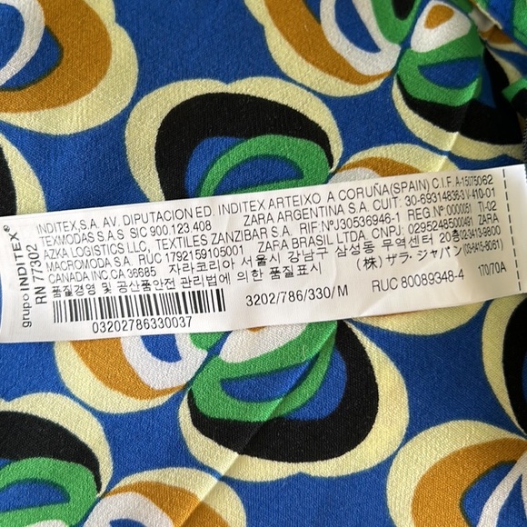 Zara Green & Blue Geometric Printed Flare High Waist Trousers - M - Picture 12 of 13